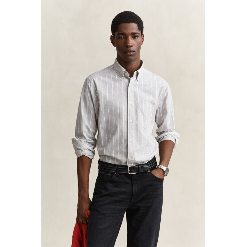 KOŠILE GANT REG POPLIN MELANGE STRIPE SHIRT GREY MELANGE