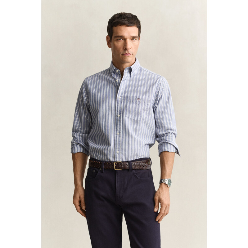 KOŠILE GANT REG CLASSIC OXFORD STRIPE SHIRT COLLEGE BLUE
