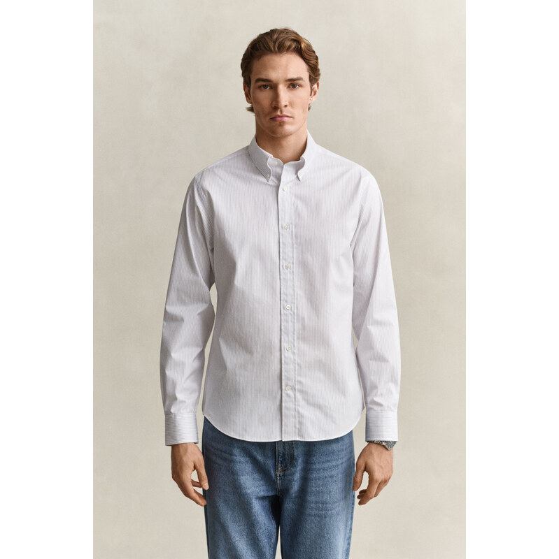 KOŠILE GANT REG TWILL STRIPE DRESS SHIRT WHITE