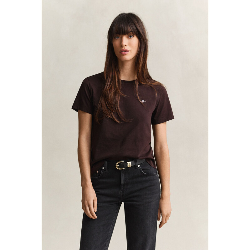 TRIČKO GANT REG SHIELD SS T-SHIRT DEEP BROWN