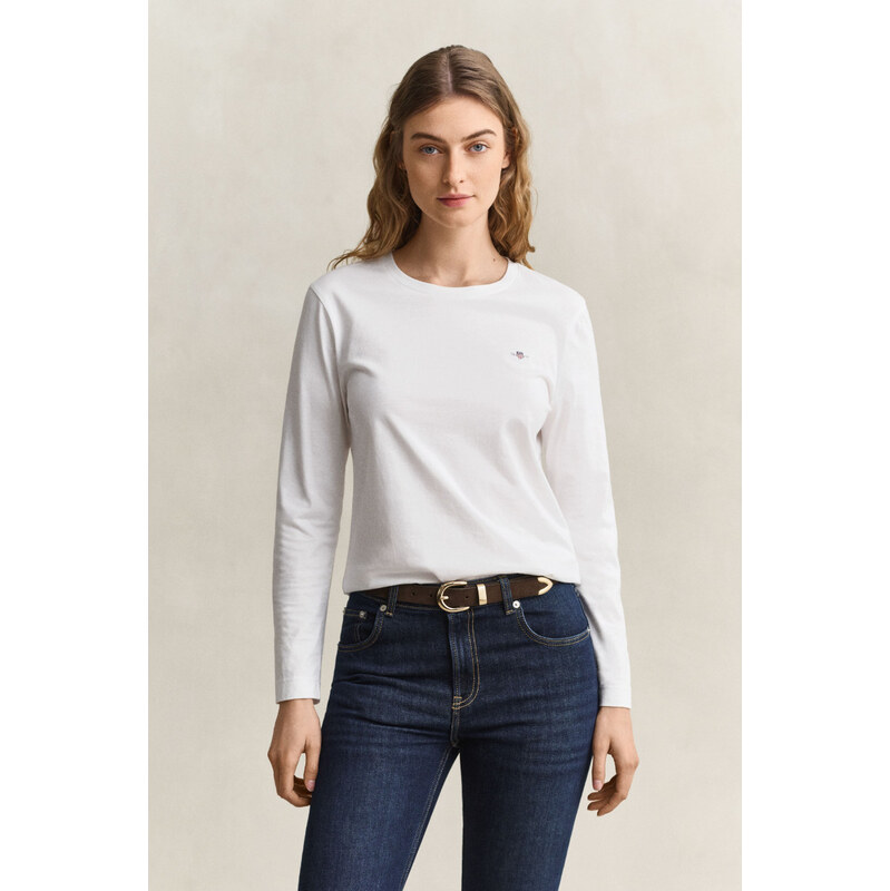 TRIČKO GANT REG SHIELD LS T-SHIRT WHITE