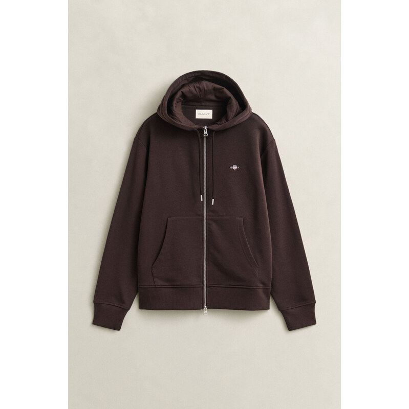 MIKINA GANT SHIELD ZIP HOODIE DEEP BROWN