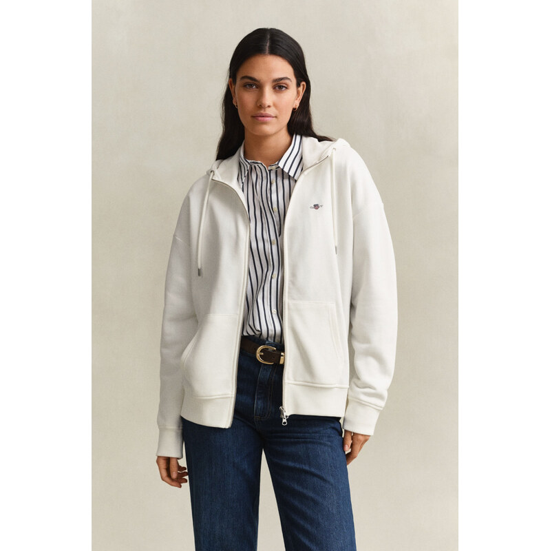 MIKINA GANT SHIELD ZIP HOODIE EGGSHELL