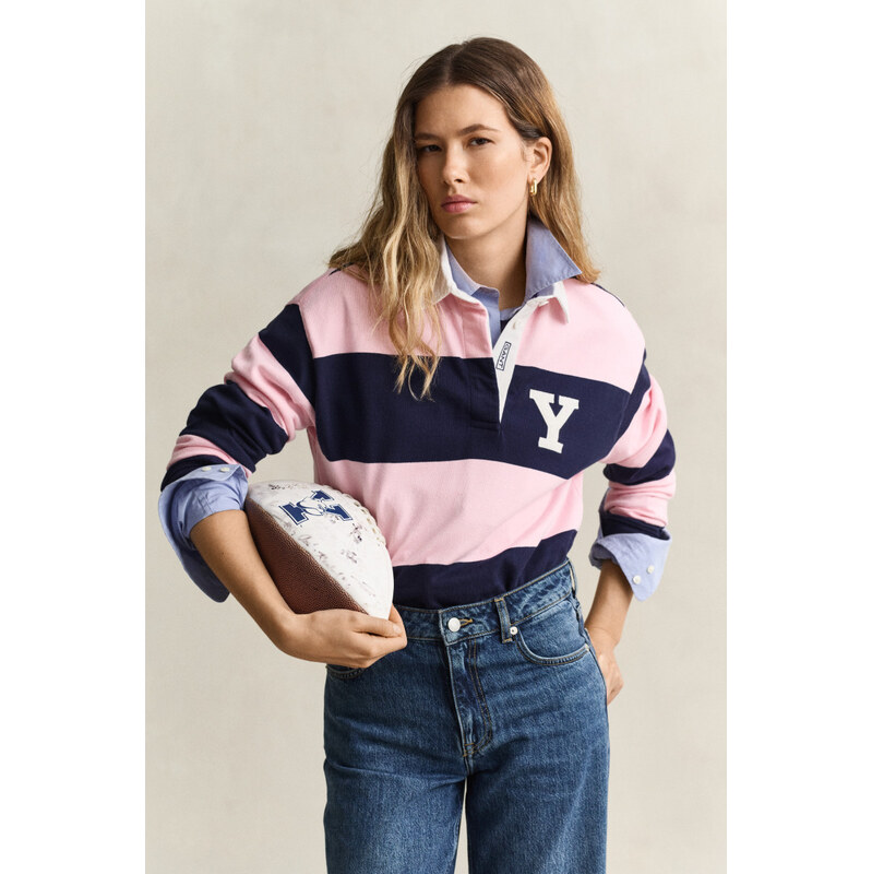 POLOKOŠILE GANT YALE BARSTRIPE HEAVY RUGGER CLASSIC BLUE