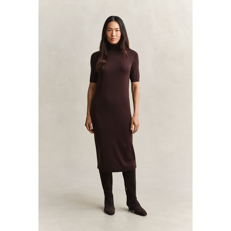 ŠATY GANT MERINO DRESS DEEP BROWN