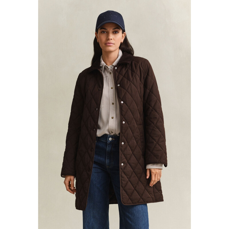 KABÁT GANT FITTED QUILTED COAT DEEP BROWN