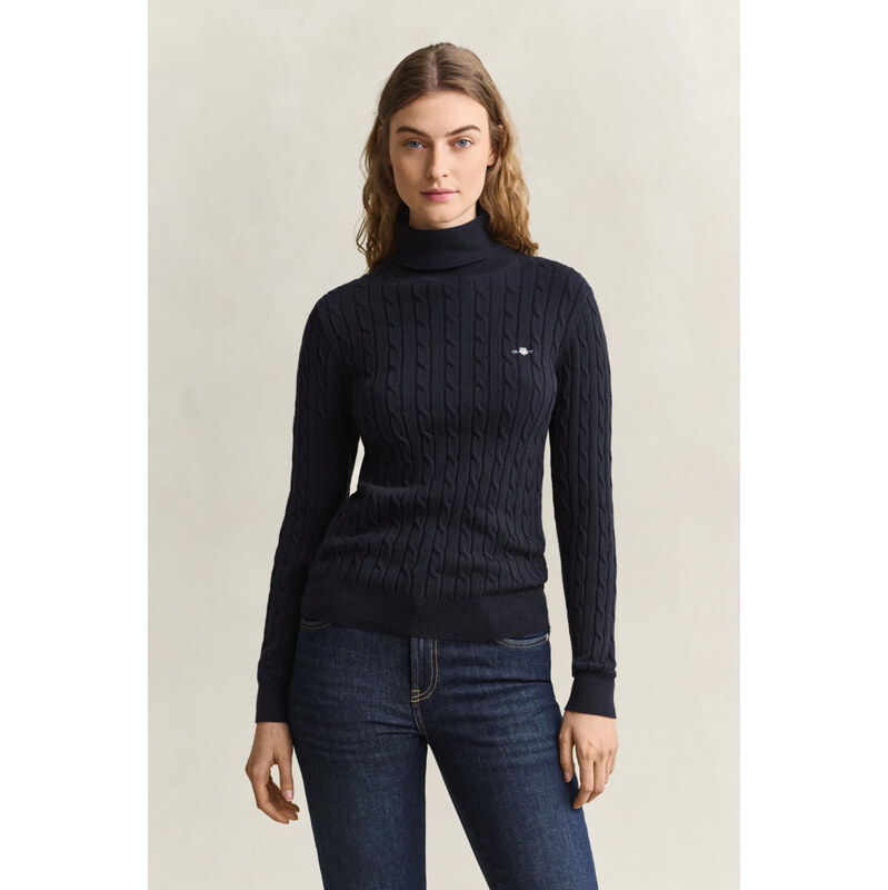 ROLÁK GANT STRETCH COTTON CABLE TURTLENECK EVENING BLUE