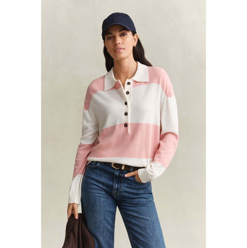 SVETR GANT BARSTRIPE KNIT RUGGER CREAM