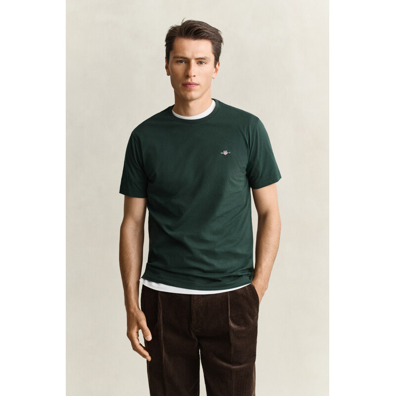 TRIČKO GANT REG SHIELD SS T-SHIRT TARTAN GREEN