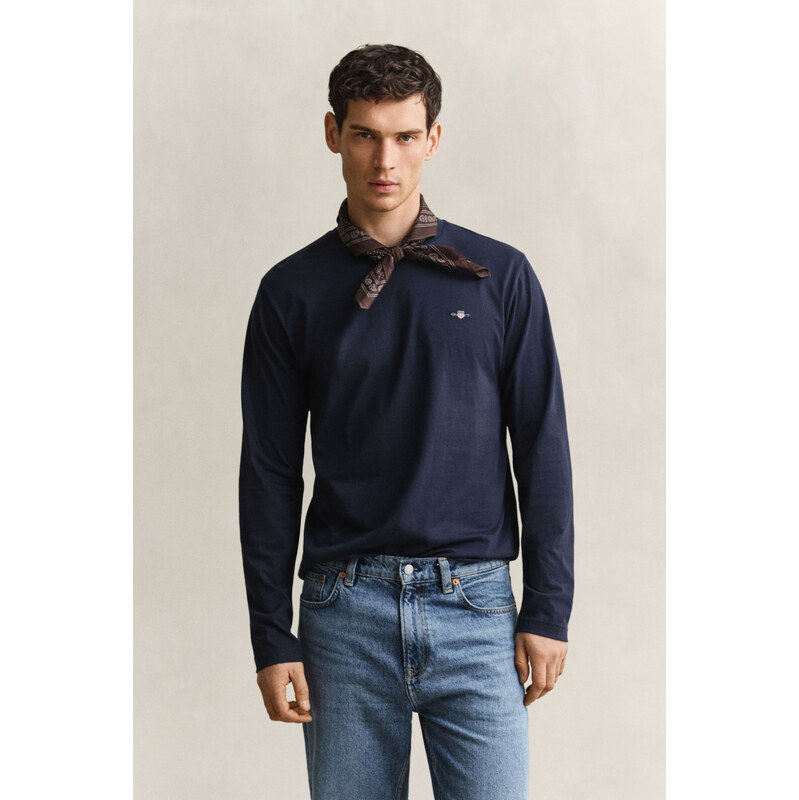 TRIČKO GANT REG SHIELD LS T-SHIRT EVENING BLUE