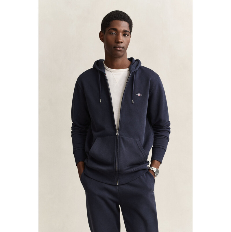 MIKINA GANT REG SHIELD FULL ZIP HOODIE EVENING BLUE