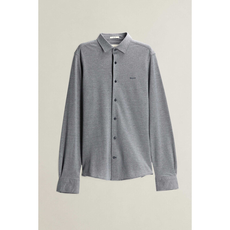 KOŠILE GANT SLIM TWO-TONE JERSEY PIQUE SHIRT EVENING BLUE