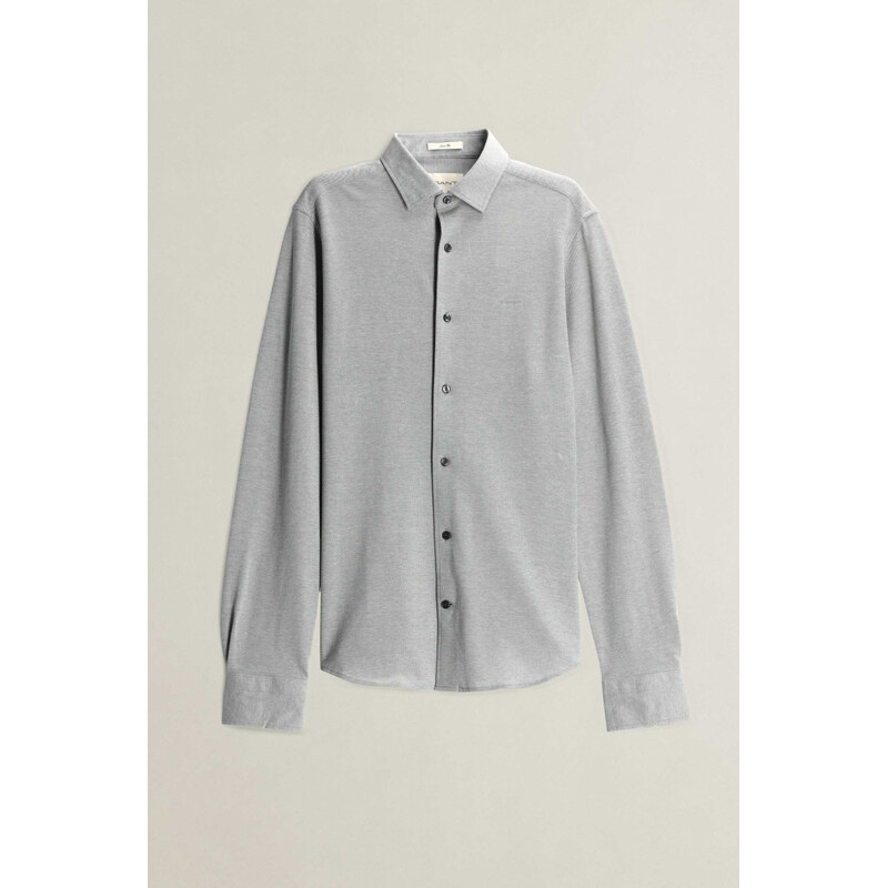 KOŠILE GANT SLIM TWO-TONE JERSEY PIQUE SHIRT MID GREY