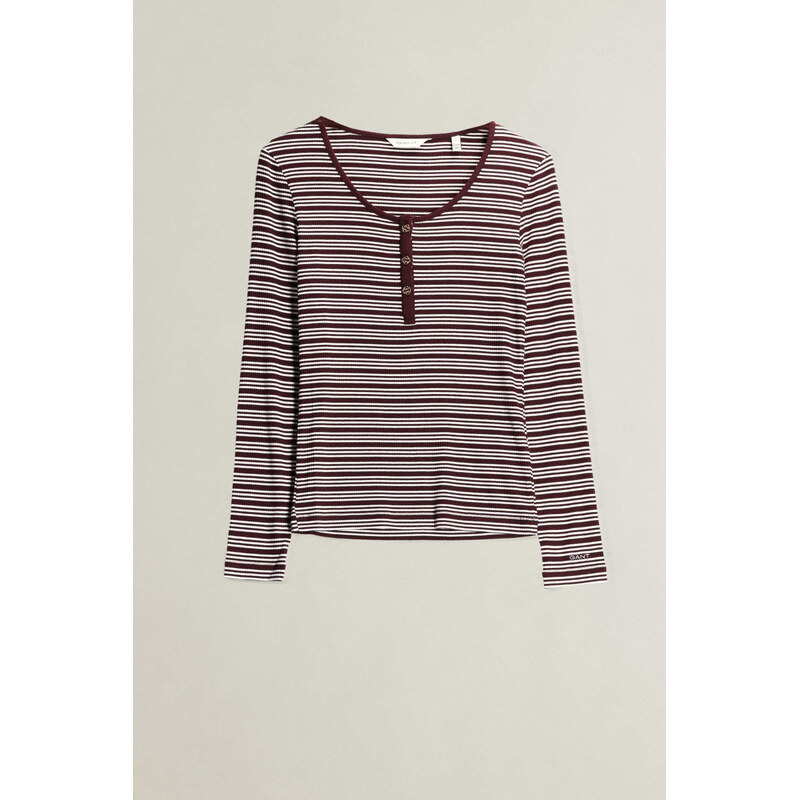 TRIČKO GANT SLIM RIBBED LS HENLEY TOP DARKENED WINE