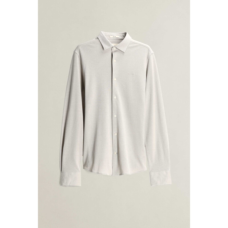 KOŠILE GANT SLIM TWO-TONE JERSEY PIQUE SHIRT MIST TAUPE