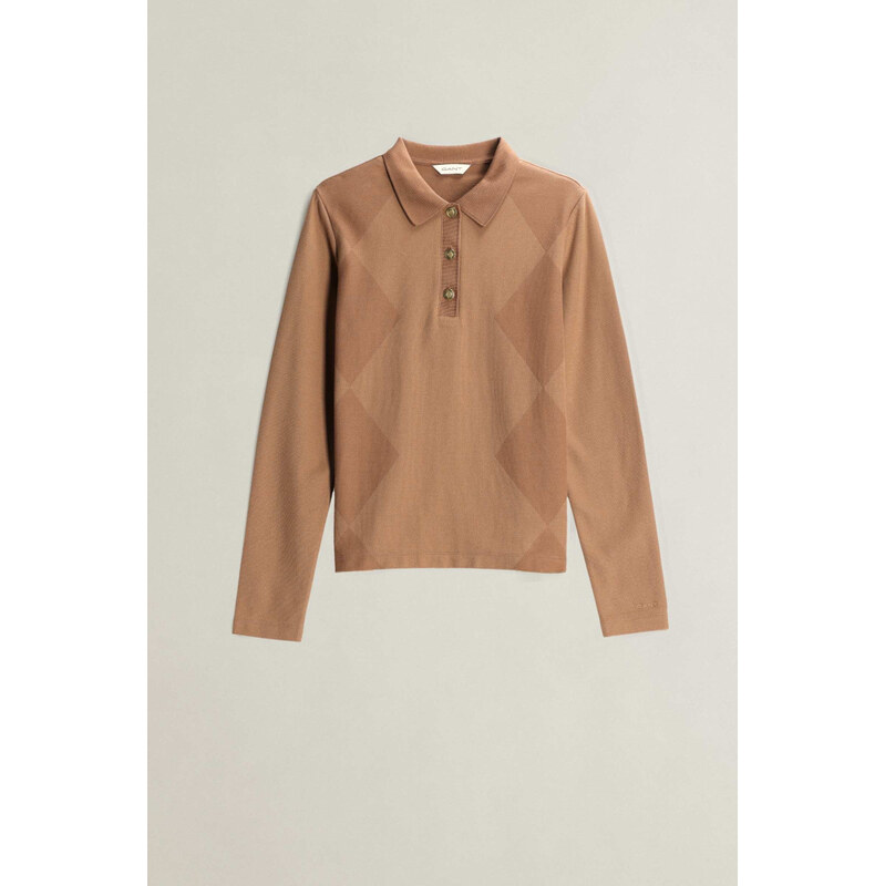 POLOKOŠILE GANT ARGYLE LS POLO CARAMEL BROWN