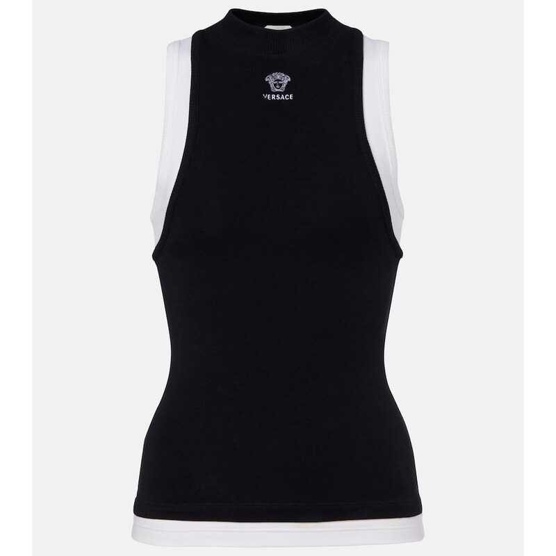 Versace Layered cotton-blend tank top