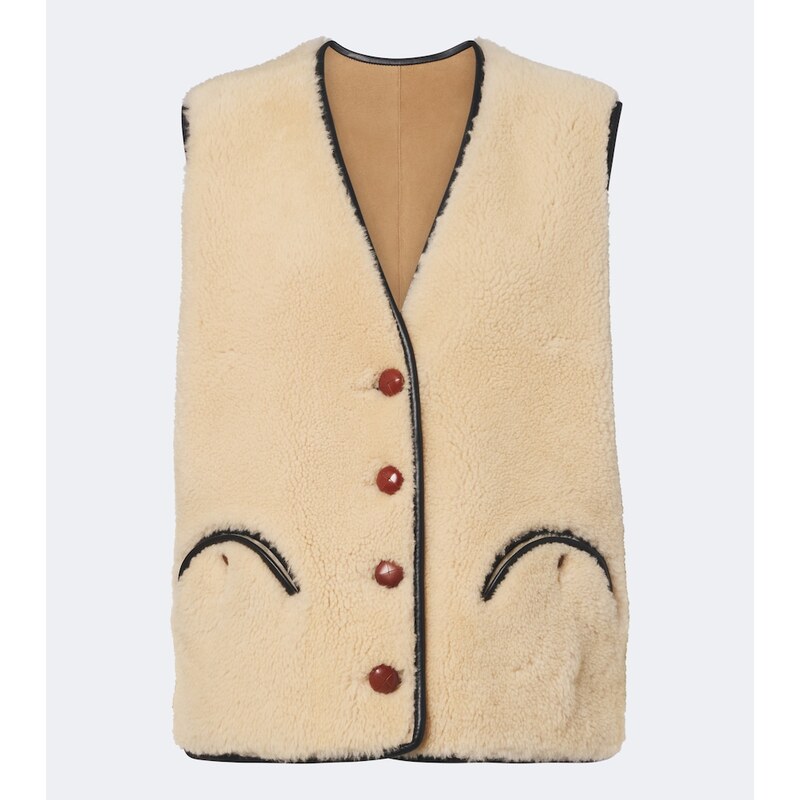 Blazé Milano Gliss leather-trimmed shearling vest
