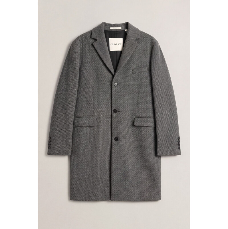 KABÁT GANT CLASSIC TWO-TONE WOOL COAT BLACK GREY