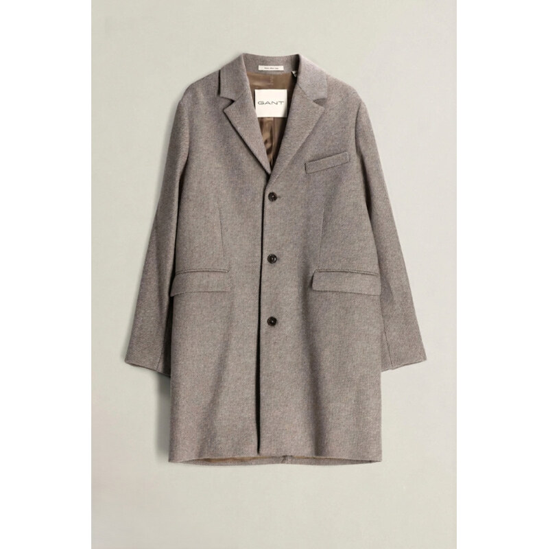 KABÁT GANT CLASSIC TWO-TONE WOOL COAT MIST TAUPE