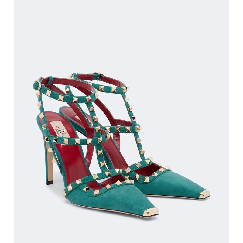 Valentino Garavani Rockstud suede slingback pumps