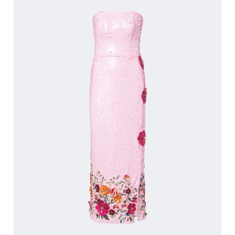 Costarellos Harlee floral-appliqué sequined cocktail dress