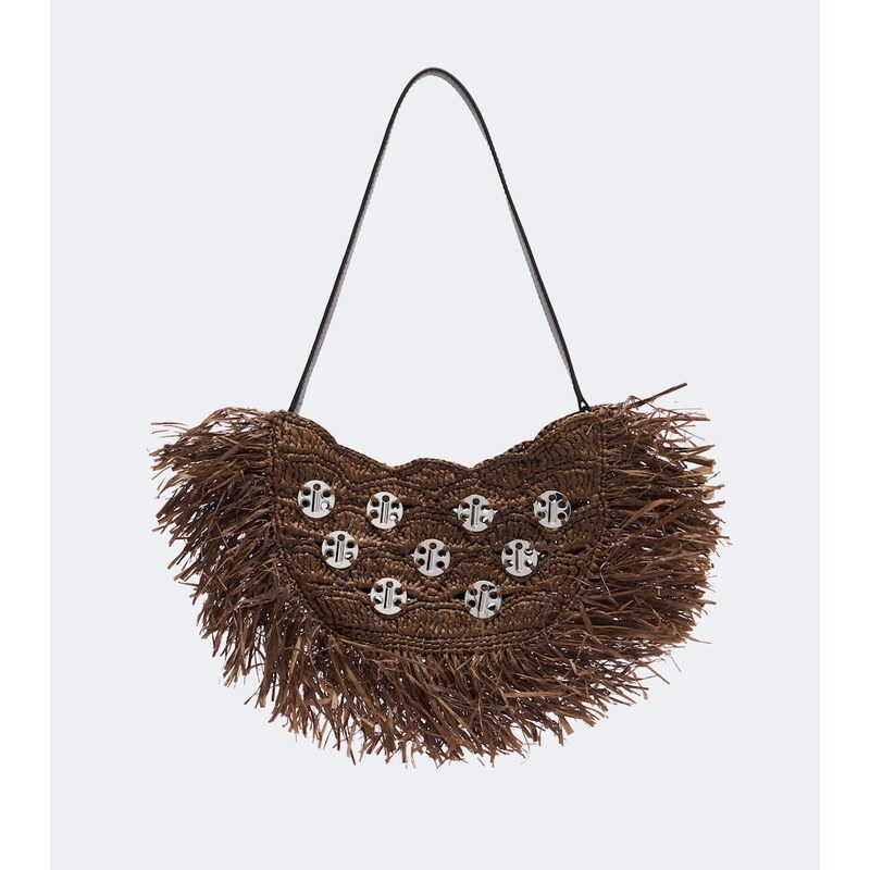 Rabanne Sac A Main fringed raffia top-handle bag