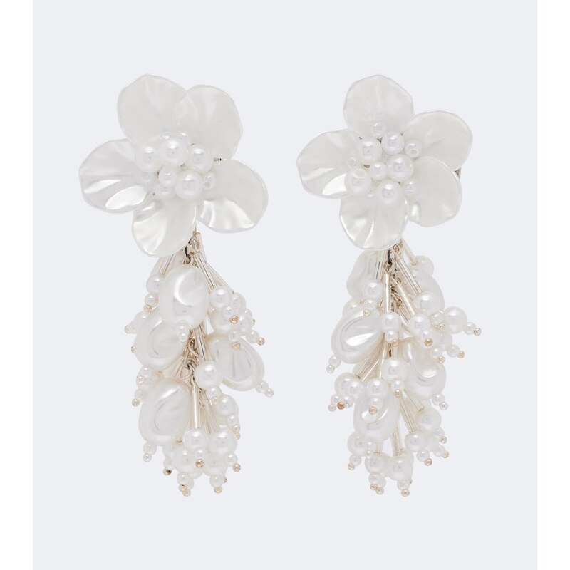 Self-Portrait Floral faux-pearl drop earrings