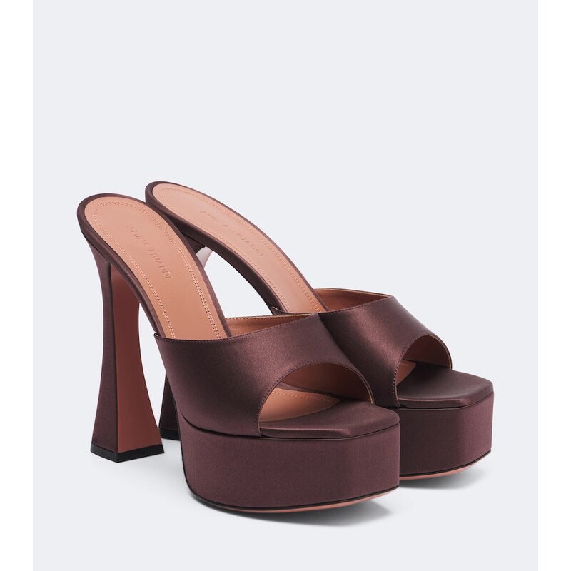 Amina Muaddi Dalida satin platform mules