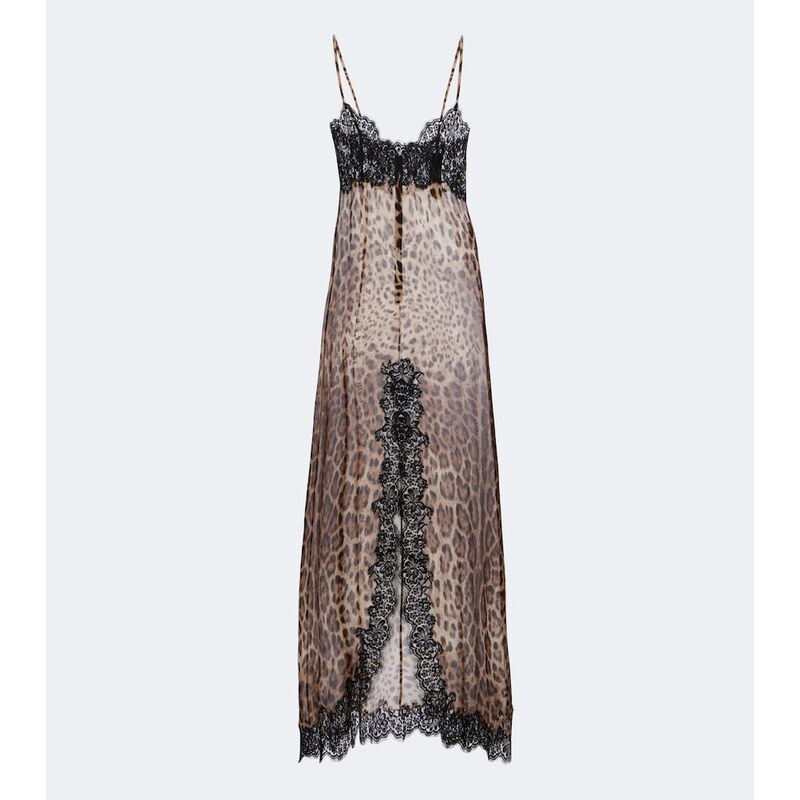 Dolce&Gabbana Lace-trimmed silk-blend chiffon slip dress