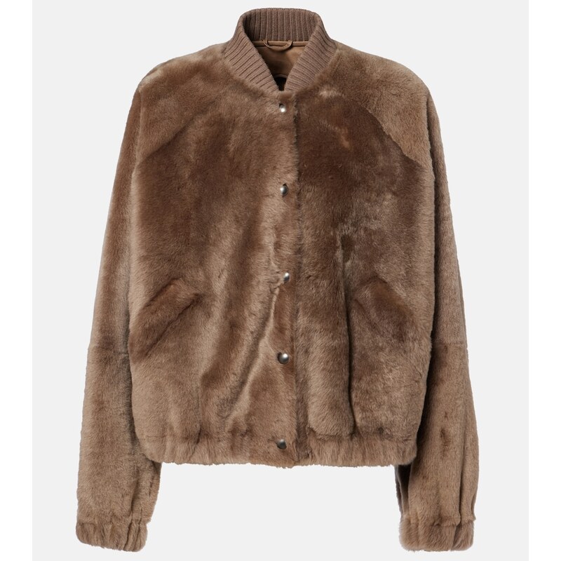 Brunello Cucinelli Cashmere-trimmed shearling bomber jacket
