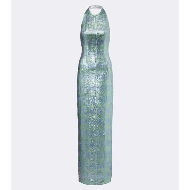 Markarian Nerine gingham sequined gown