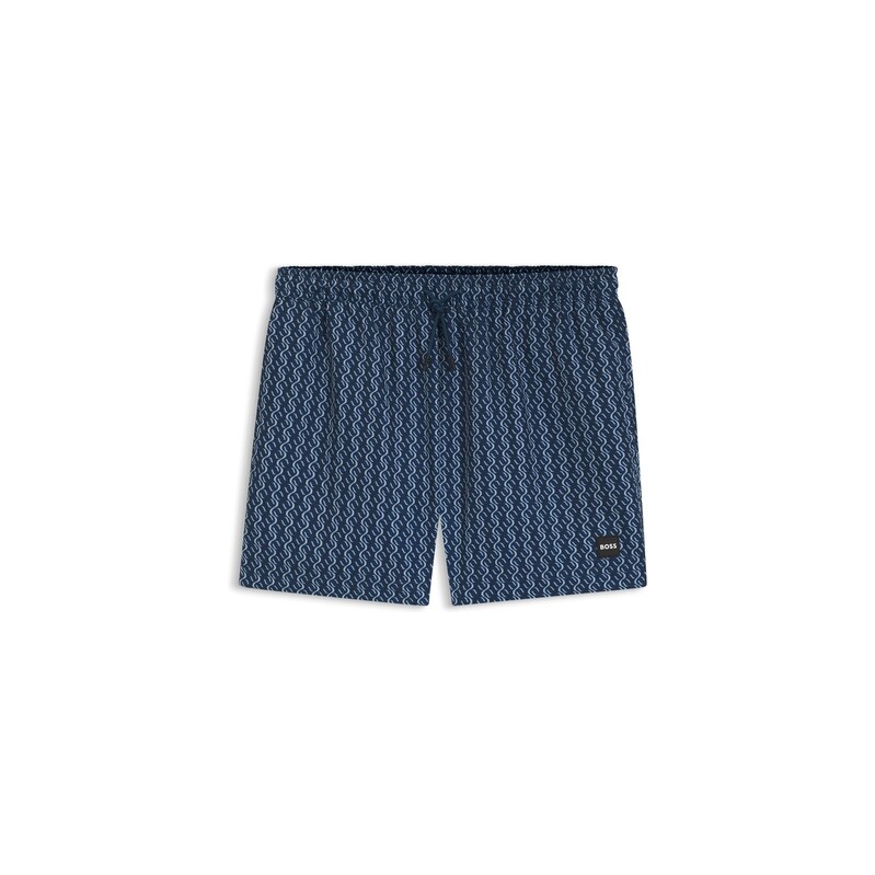 BOSS Printed swim shorts with logo badge