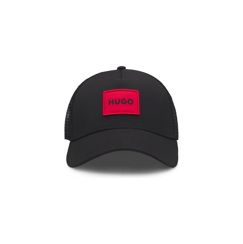 HUGO Twill trucker cap with red logo label