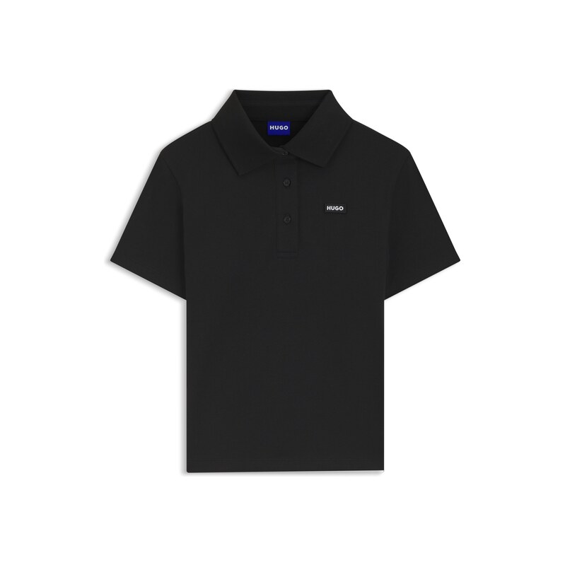 HUGO Knit polo in stretch-cotton piqué with logo badge