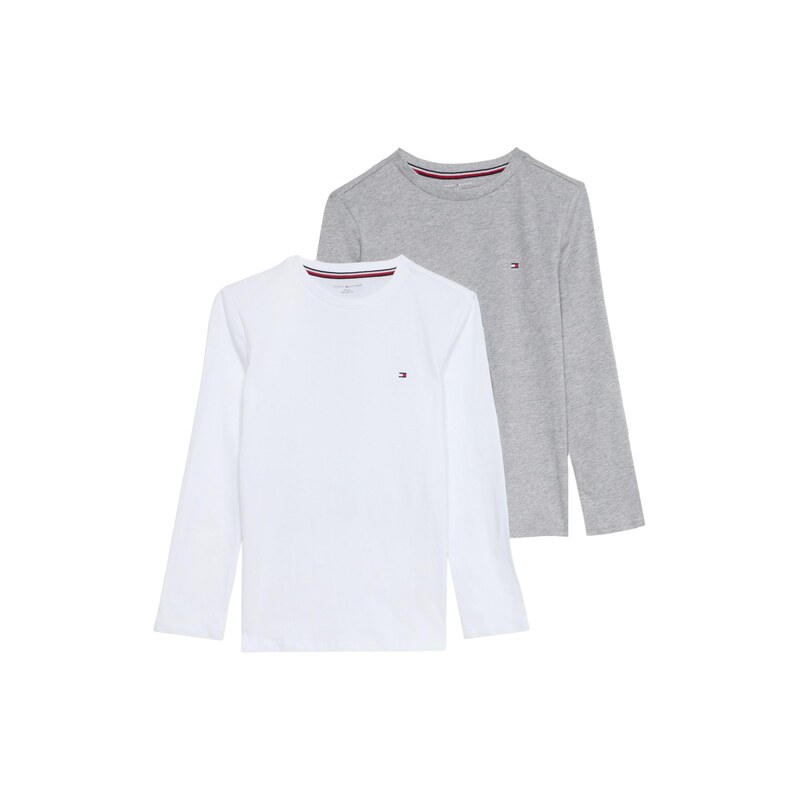 TOMMY HILFIGER Tričko světle šedá / bílá