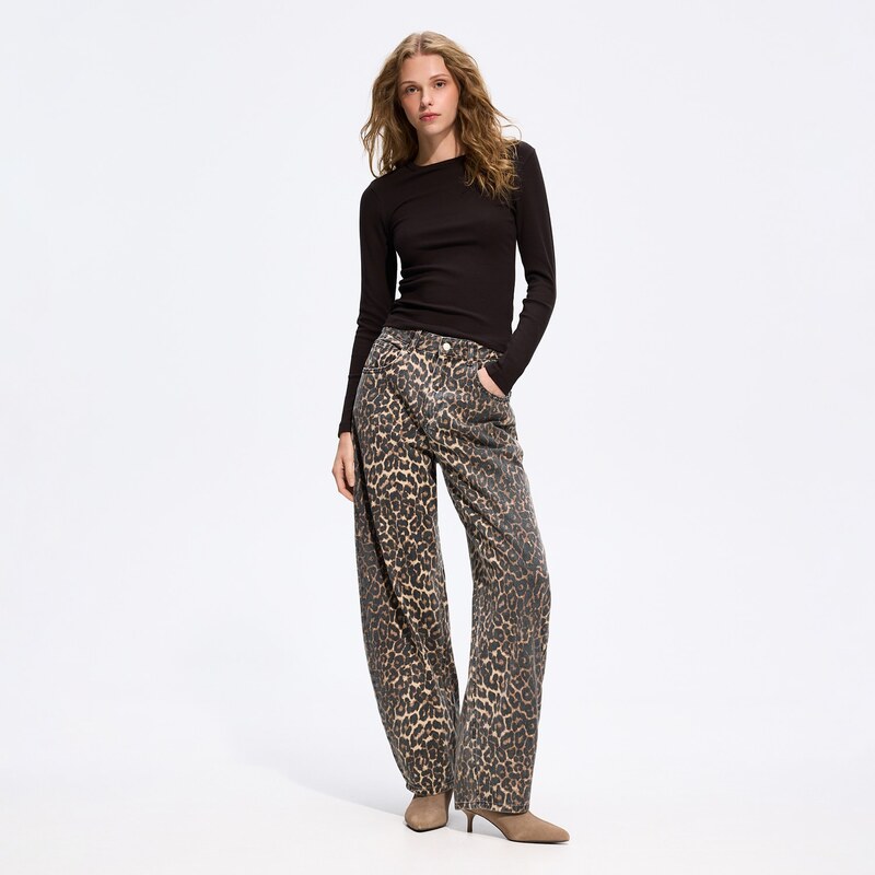 Reserved - LADIES` JEANS TROUSERS - hnědá