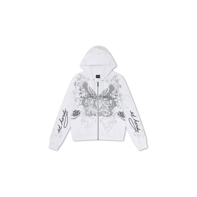 Ed Hardy Mikina šedá / bílá