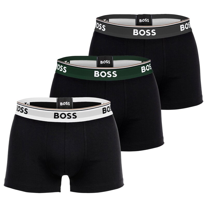 BOSS Boxerky Power tmavě šedá / tmavě zelená / černá / bílá