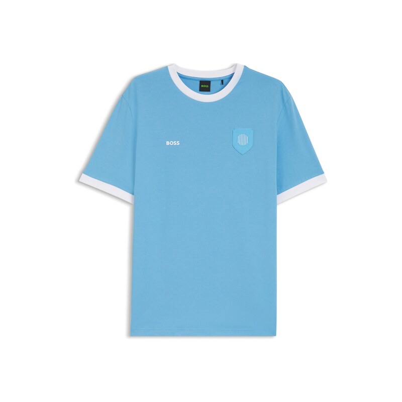 BOSS Stretch-cotton T-shirt with country flag and logo