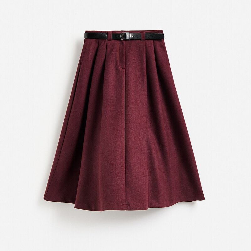Reserved - LADIES` SKIRT & BELT - bordó