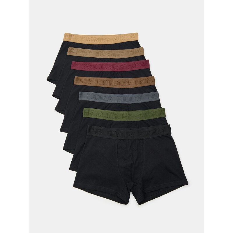 Sinsay - Bavlněné boxerky 7 pack - černá