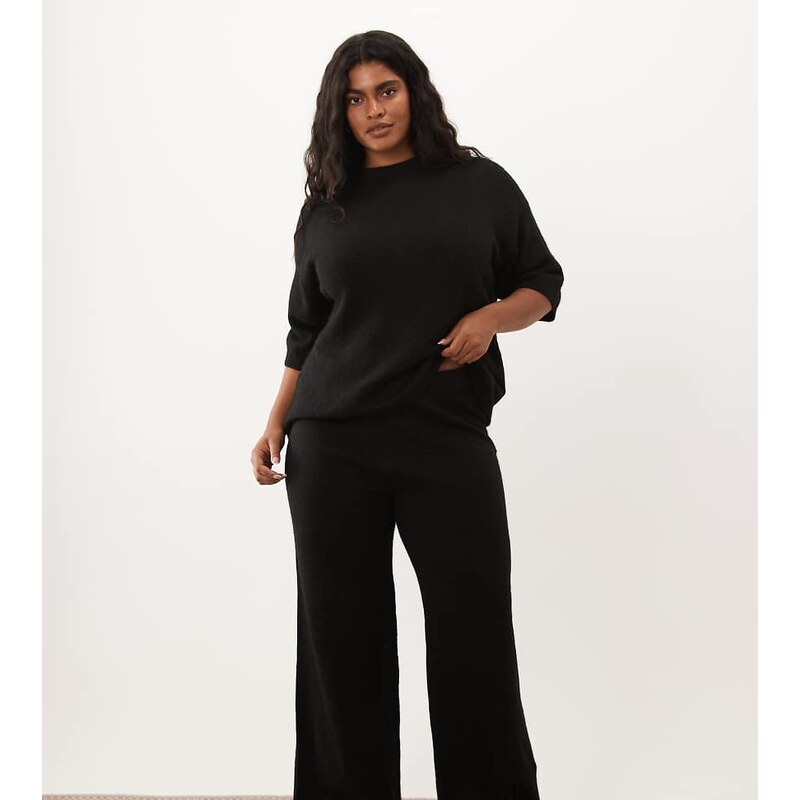 ASOS Curve ASOS DESIGN Curve wide leg trouser with wool co-ord
