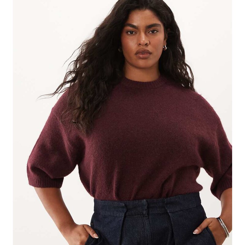 ASOS Curve ASOS DESIGN Curve crew neck t shirt with wool co ord