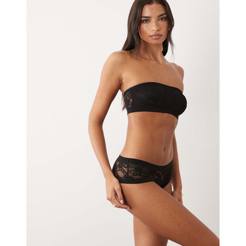 ASOS DESIGN Morgana lace hipster brief with microfibre edge in