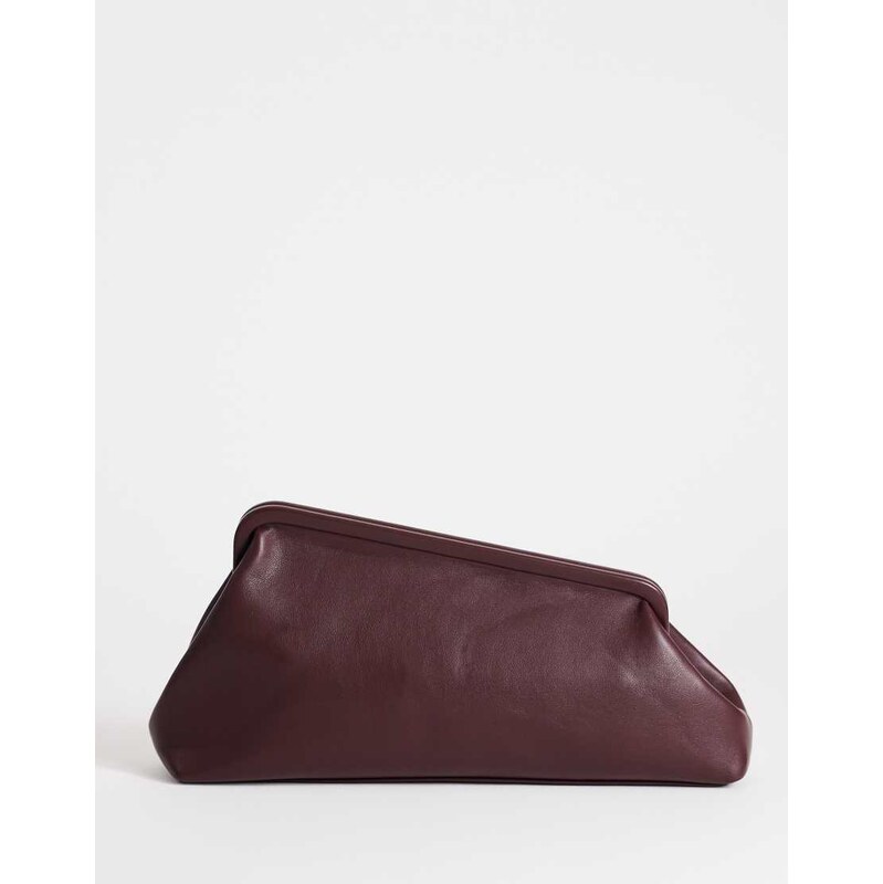 Topshop Anna medium angular clutch bag in aubergine-Auburn
