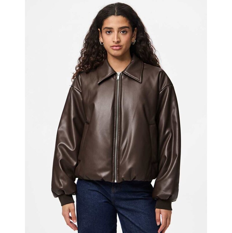 Pieces Bomber jacket in hot fudge-Brown