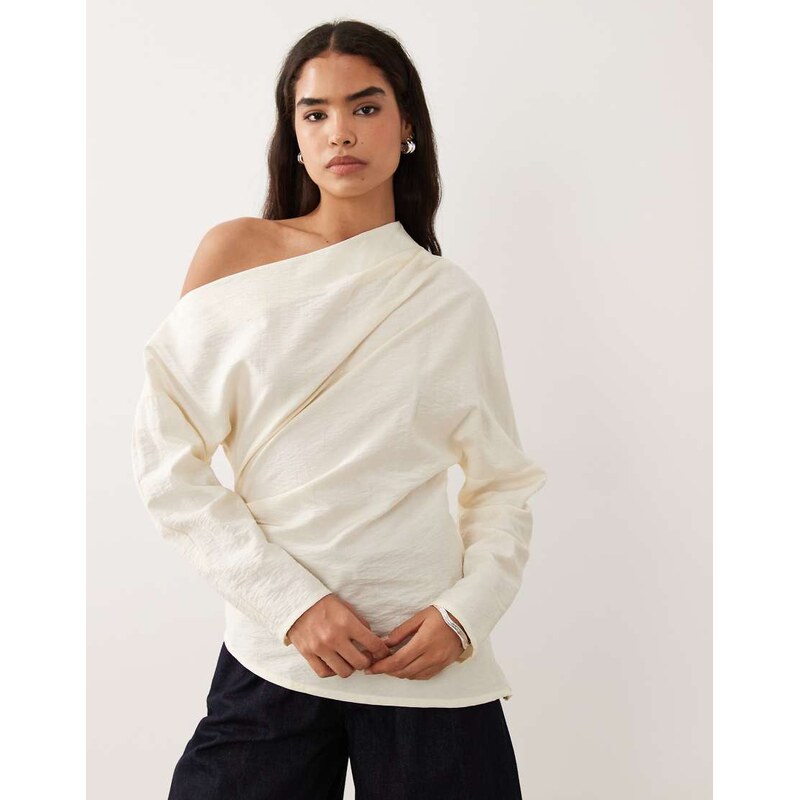 ASOS DESIGN off shoulder top in cream-Neutral
