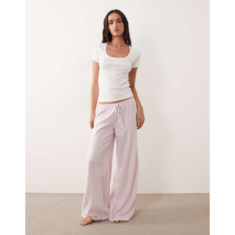 Cotton On cloud soft flannel wide leg pyjama in pink stripe