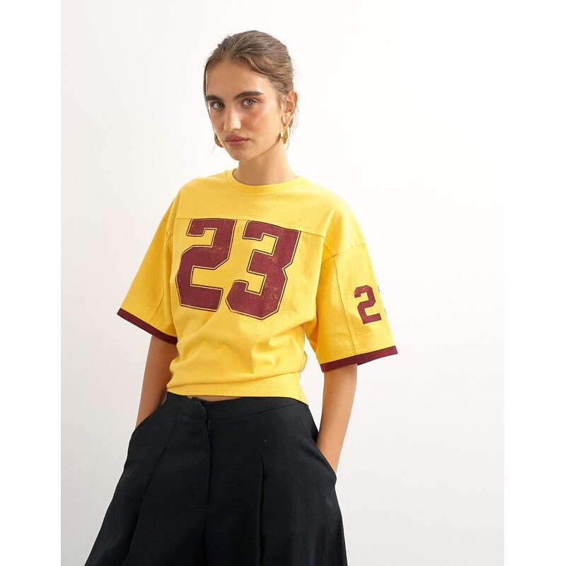 Topshop 23 graphic shrunken tee in orange